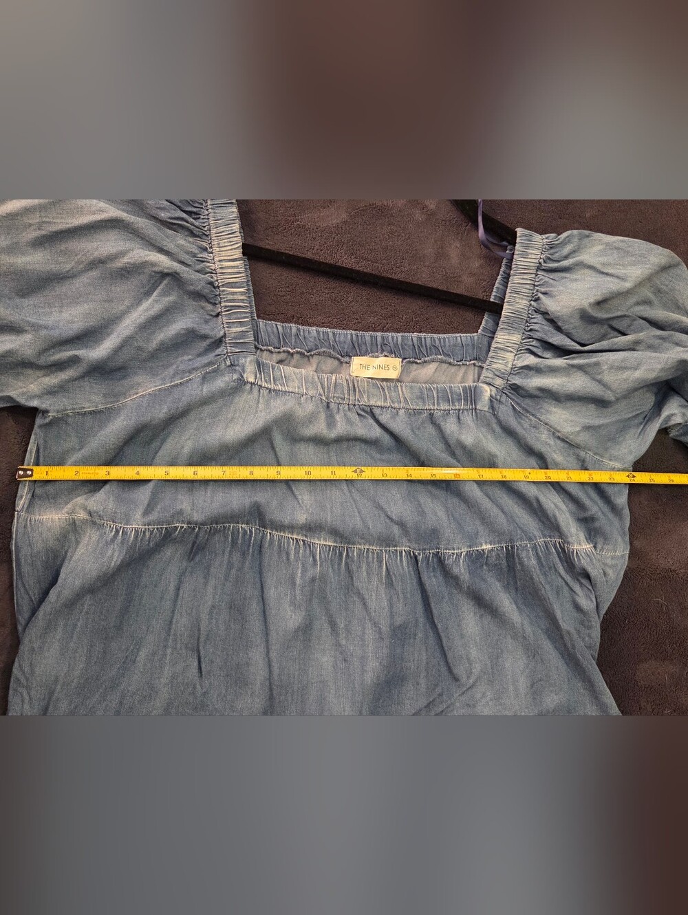 Denim Puff Sleeve Boutique Dress - Blue - Picture 5 of 7